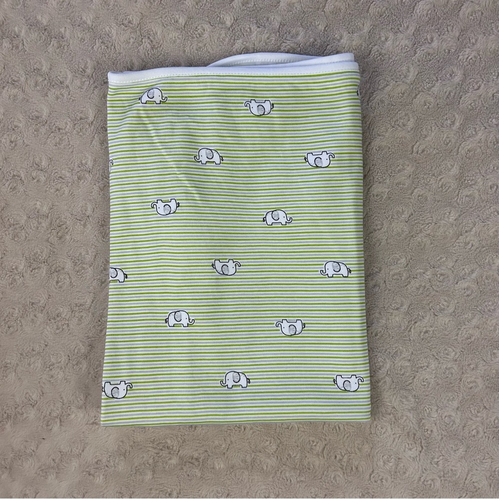 Little Me Green Elephants Baby Blanket Lovey White Black Gray Stripes